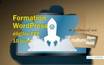 Formation WordPress éligible CPF en novembre 2020