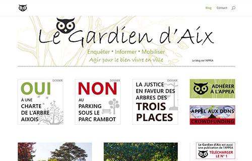 Création de blog, mise en page et signalétique pour Le Gardien d’Aix